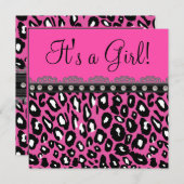 Elegant Hot Pink Leopard Baby shower Kaart (Voorkant / Achterkant)