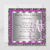 Elegant Hot Pink Leopard verjaardagsfeestje Kaart (Achterkant)