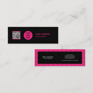 Elegant Hot Pink Magenta Black QR Scan Company Mini Visitekaartje