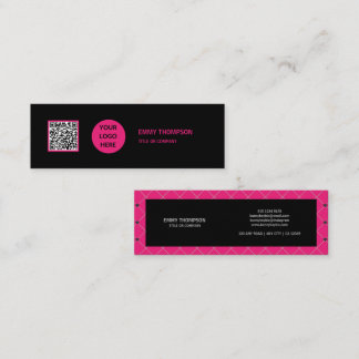 Elegant Hot Pink Magenta Black QR Scan Company Mini Visitekaartje
