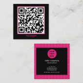 Elegant Hot Pink Magenta Black QR Scan Company Vierkante Visitekaartje (Voorkant / Achterkant)