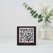 Elegant Hot Pink Magenta Black QR Scan Company Vierkante Visitekaartje (Staand voorkant)