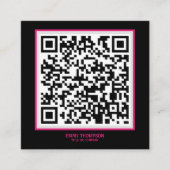 Elegant Hot Pink Magenta Black QR Scan Company Vierkante Visitekaartje (Voorkant)