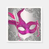 Elegant Hot Pink Masquerade Party Servetten (Voorkant)