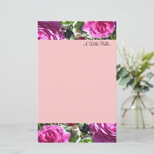 Elegant Hot Pink Rozen Briefpapier (Staand voorkant)