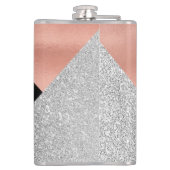 Elegant Hot Pink Silver Glitter Monogram zwart Heupfles (Achterkant)