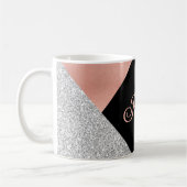 Elegant Hot Pink Silver Glitter Monogram zwart Koffiemok (Links)