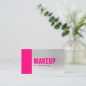 Elegant Hot Pink Silver Modern Chic Makeup Artist Visitekaartje (Staand voorkant)