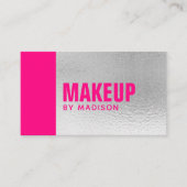 Elegant Hot Pink Silver Modern Chic Makeup Artist Visitekaartje (Voorkant)