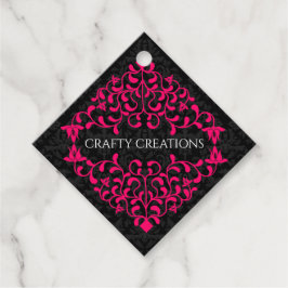 Elegant Hot Pink Swirls Flourish Hang Bedankjes Labels