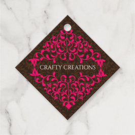 Elegant Hot Pink Swirls Flourish Hang Bedankjes Labels