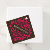 Elegant Hot Pink Swirls Flourish Hang Bedankjes Labels (In situ)