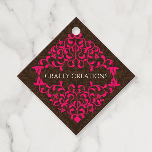 Elegant Hot Pink Swirls Flourish Hang Bedankjes Labels (Voorkant)