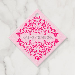 Elegant Hot Pink Swirls Flourish Hang Bedankjes Labels