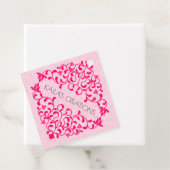 Elegant Hot Pink Swirls Flourish Hang Bedankjes Labels (In situ)