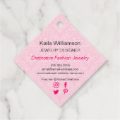 Elegant Hot Pink Swirls Flourish Hang Bedankjes Labels (Achterkant)
