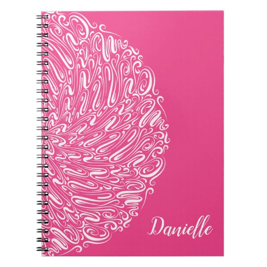 Elegant Hot Pink Swirls Mandala Art Calligrafie Notitieboek (Voorkant)
