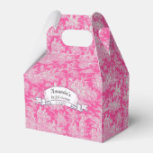 Elegant  hot pink toile de jouy monogram bedankdoosjes (Voorkant Zijde)