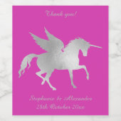 ELEGANT HOT PINK UNICORN ETIKET WIJN (Enkel label)