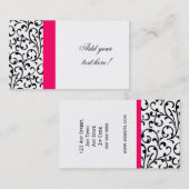 Elegant Hot Pink Visitekaartje Modern Damask (Voorkant / Achterkant)