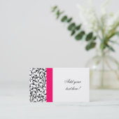 Elegant Hot Pink Visitekaartje Modern Damask (Staand voorkant)