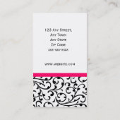 Elegant Hot Pink Visitekaartje Modern Damask (Achterkant)