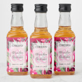 Elegant Hot Pink Waterverf Floral Wedding Mini Likeurfles Etiket (Flessen)