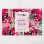 Elegant Hot Pink Waterverf Floral Wedding Mini Likeurfles Etiket (Enkel label)