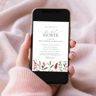 Elegant Hot Pink Waterverf Flowers Vrijgezellenfee Kaart