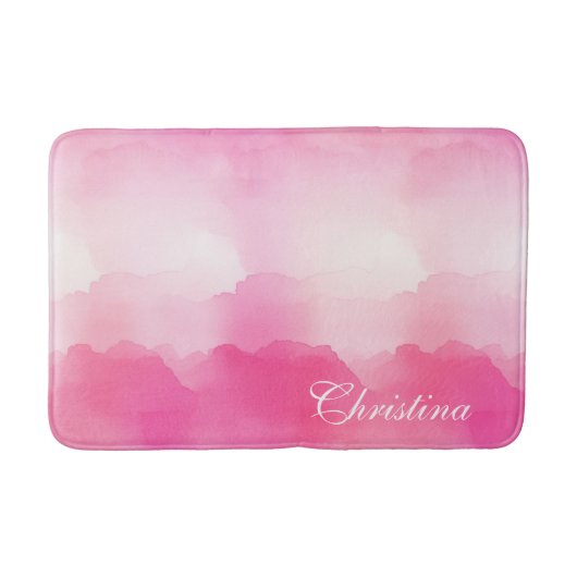 Elegant Hot Pink Waterverf Splash gepersonaliseerd Badmat (Voorkant)