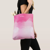 Elegant Hot Pink Waterverf Splash gepersonaliseerd Tote Bag (Dichtbij)