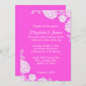 Elegant Hot Pink Wedding Invitations Kaart (Voorkant / Achterkant)