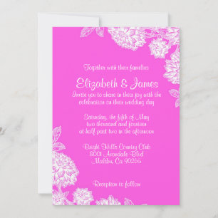 Elegant Hot Pink Wedding Invitations Kaart