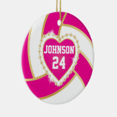 Elegant Hot Pink, White en Gold Volleyball Keramisch Ornament (Rechts)