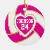 Elegant Hot Pink, White en Gold Volleyball Keramisch Ornament (Voorkant)