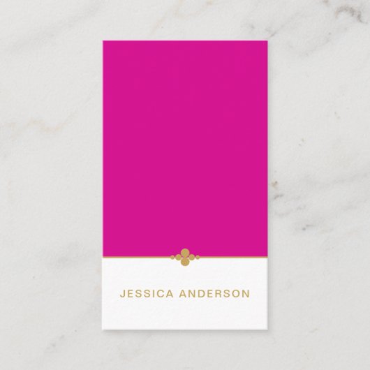 Elegant Hot Pink White Gold Visitekaartje (Voorkant)