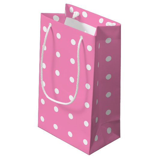 Elegant Hot Pink White Polka Dots Pattern for her Klein Cadeauzakje (Achterkant Gekanteld)