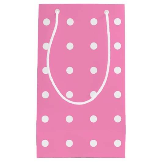 Elegant Hot Pink White Polka Dots Pattern for her Klein Cadeauzakje (Voorkant)