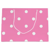 Elegant Hot Pink White Polka Dots Sjabloon voor ha Groot Cadeauzakje (Voorkant)