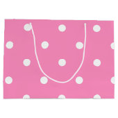 Elegant Hot Pink White Polka Dots Sjabloon voor ha Groot Cadeauzakje (Achterkant)