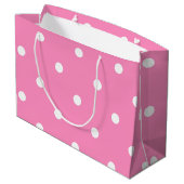 Elegant Hot Pink White Polka Dots Sjabloon voor ha Groot Cadeauzakje (Achterkant Gekanteld)