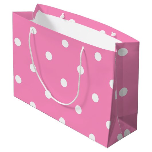 Elegant Hot Pink White Polka Dots Sjabloon voor ha Groot Cadeauzakje (Achterkant Gekanteld)