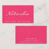 Elegant Hot Pink White Script Font Visitekaartje (Voorkant / Achterkant)
