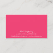Elegant Hot Pink White Script Font Visitekaartje (Achterkant)