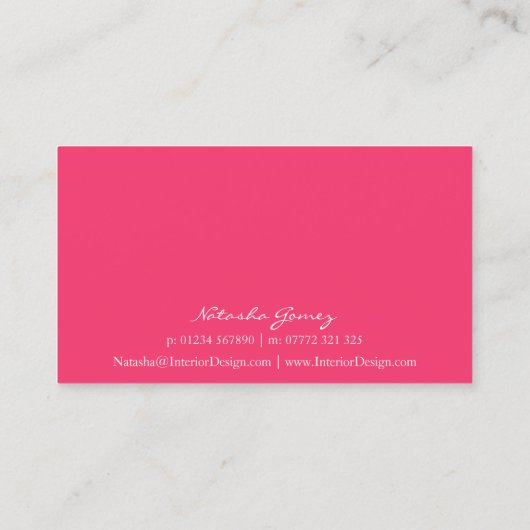 Elegant Hot Pink White Script Font Visitekaartje (Achterkant)