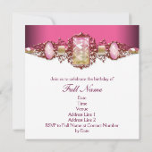 Elegant hot roze en gouden verjaardagsfeestje kaart (Achterkant)