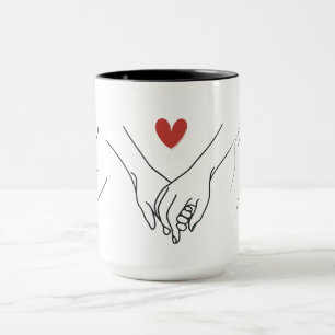 Elegant Houden van Handen Romantisch Paar Valentij Mok