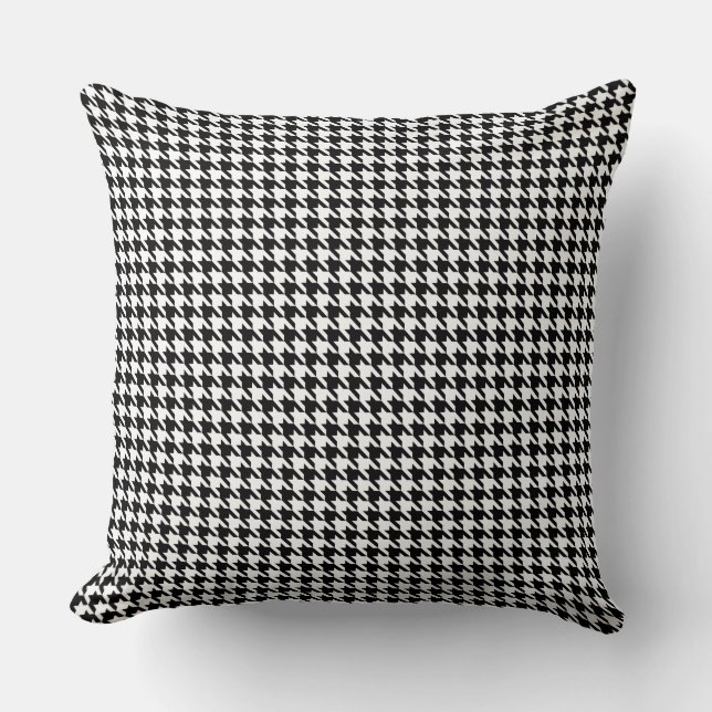 Elegant Houndstooth Zwart & Wit Sierkussen (Voorkant)