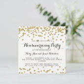 Elegant Housewarming Party Gold Glitter Confetti Kaart (Staand voorkant)