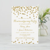 Elegant Housewarming Party Gold Glitter Confetti Kaart (Staand voorkant)